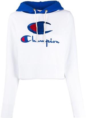 Champion Embroidered Logo Cropped Hoodie