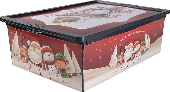 Simplify Christmas Storage Bin with Lid, Plastic, Multicolored (9082-10)