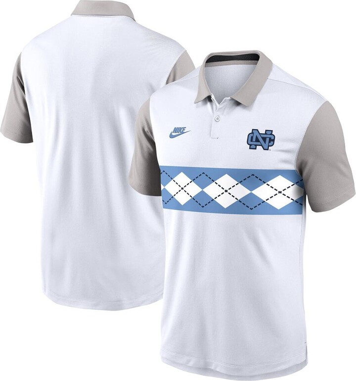 Nike Men's White/Gray North Carolina Tar Heels Athletic Prep Legacy Logo Vapor Performance Polo Shirt - White, Gray