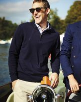 Thumbnail for your product : Charles Tyrwhitt Navy cotton cashmere zip neck sweater