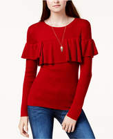Thumbnail for your product : Kensie Ribbed Flounce Sweater