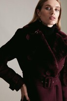 Thumbnail for your product : Karen Millen Italian Virgin Wool Shearling Mix Midi Coat