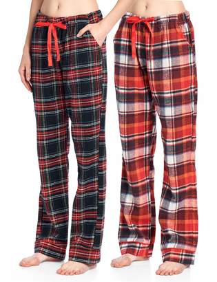 Ashford & Brooks Women's Soft Flannel Plaid Pajama Sleep Pants 2 Pack - Set 1
