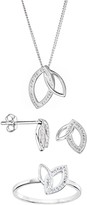 Thumbnail for your product : Evoke Sterling Silver Swarovski Crystal Interlocking Leaf Stud Earrings, Pendant And Ring Set R
