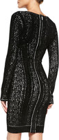 Thumbnail for your product : Herve Leger Jaye Long-Sleeve Chenille Snake Dress