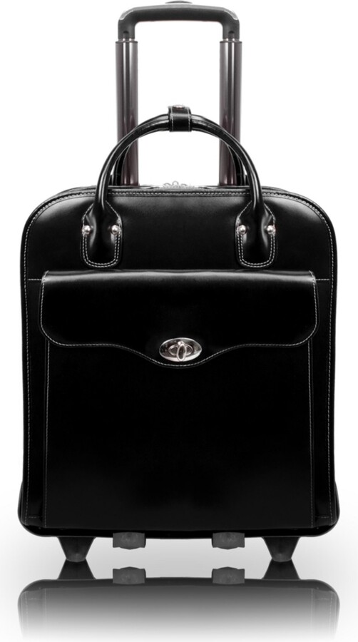 McKlein Melrose 15" Top Grain Cowhide Leather Vertical Wheeled Ladies' Laptop Briefcase