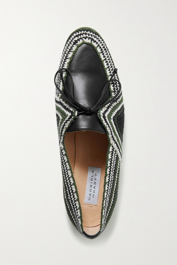Gabriela Hearst Hays Leather And Crocheted Cotton Loafers Black