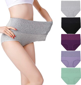 Fulyou Women's Briefs Underwear Tummy Control Cotton Panties High Waist Ladies Knickers Soft Stretch Underpants Multipack 
