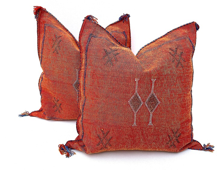 Orange Pillows Silk, Cactus Pillow, Lumbar Throw Ring Bearer Dupioni Silk