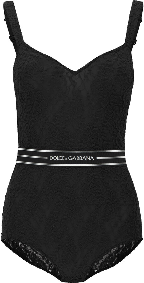 Dolce & Gabbana Lace Bodysuit With Logo Band - ShopStyle Shapewear