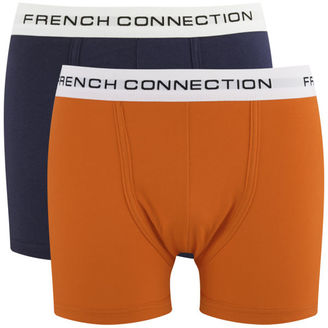French Connection Men's Larry Plain 2 Pack Boxer Shorts - Blueblood/Ayers Red