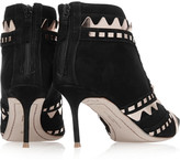 Thumbnail for your product : Webster Sophia Riko metallic leather-trimmed suede ankle boots