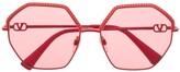 Thumbnail for your product : Valentino Eyewear Vlogo hexagonal-frame sunglasses
