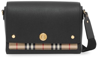Burberry Medium Note Leather & Vintage Check Crossbody Bag
