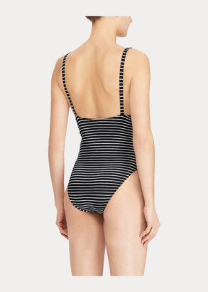 Ralph Lauren Striped Lace-Up Swimsuit