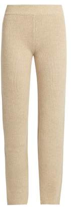 Roche Ryan Slim Leg Ribbed Knit Cashmere Trousers - Womens - Light Beige