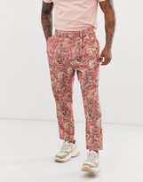 Thumbnail for your product : ASOS DESIGN tapered crop suit trousers with elephant print in linen look