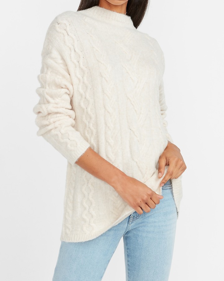 Express Cable Knit Mock Neck Sweater - ShopStyle