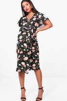 Thumbnail for your product : boohoo Maternity Floral Crepe Wrap Midi Dress