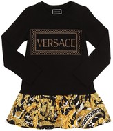 Thumbnail for your product : Versace Embellished Cotton Jersey & Poplin Dress