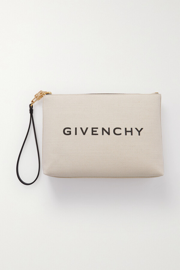 Givenchy Large Printed Cotton-blend Canvas Pouch Beige One