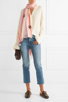 Thumbnail for your product : Janavi Embellished Striped Cashmere And Merino Wool-blend Scarf - Pastel pink
