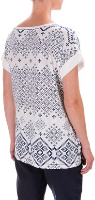 Specially made Cotton-Blend Print T-Shirt - Scoop Neck, Short Sleeve (For Women)