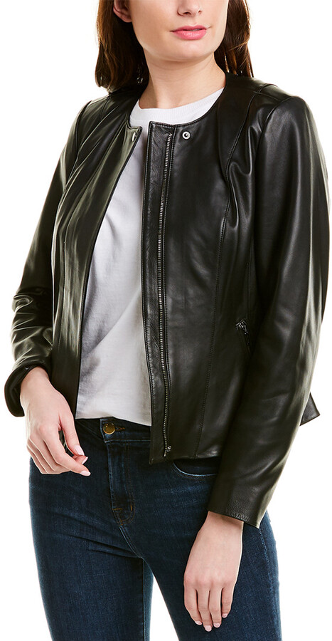 Cole Haan womens Leather Feminine Racer Jacket