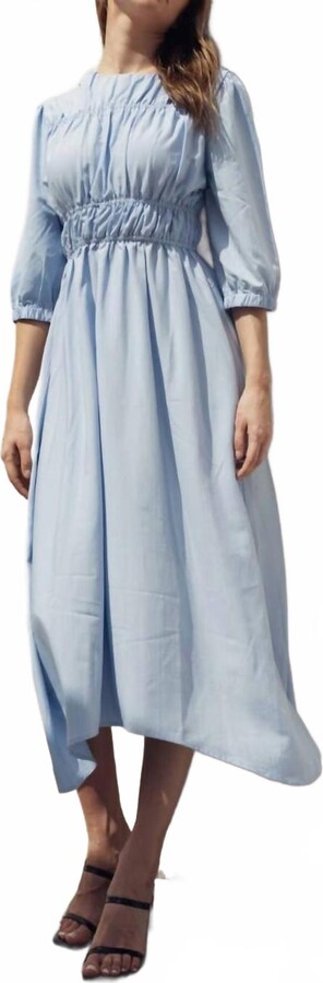 Modivea Three Quarter Midi Dress In Sky Blue