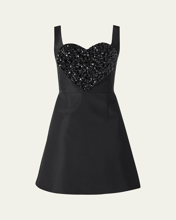 Carolina Herrera Crystal Heart Sleeveless Mini Dress