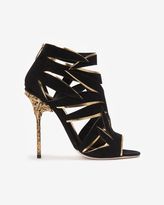 Thumbnail for your product : Sergio Rossi Leaf Cut Out Suede Sandal: Black