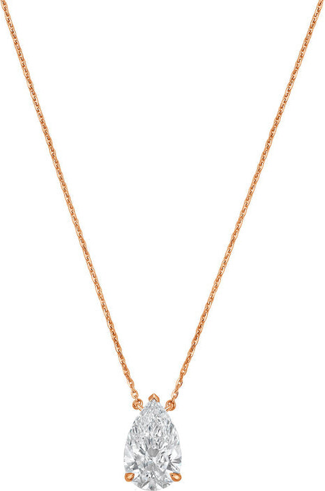Diana M 14kt rose gold lab grown PEAR east west diamond pendant weighing 4.00 ct