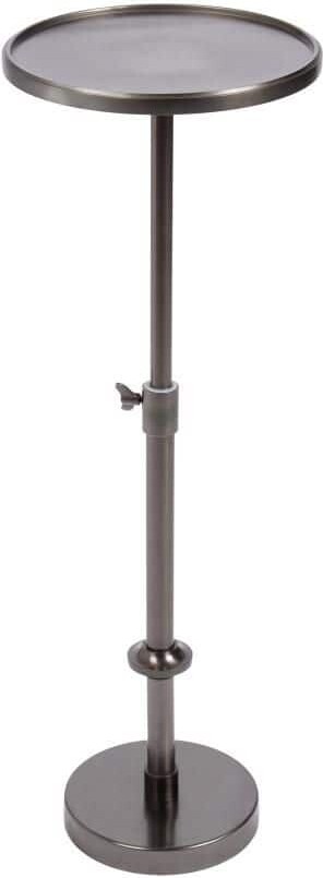 Kate and Laurel Engles 10 in. Pewter Round Metal End Table Adjustable Height