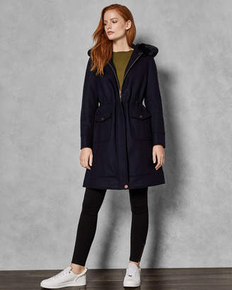 Ted Baker ANIYAH Faux fur hooded wool parka