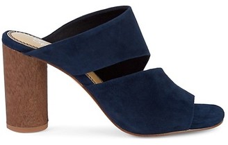 navy suede mules