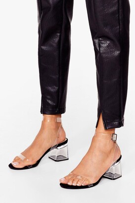 clear heels with black