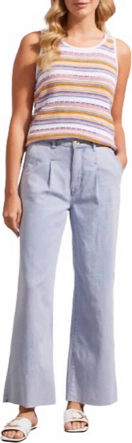 Brooke Pleated Wide Leg Jeans In Happy Blue