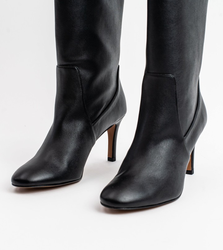 Allkind Chloe Black Vegan Leather Heeled Long Boot - ShopStyle