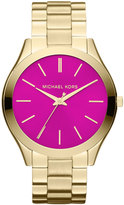 Thumbnail for your product : MICHAEL Michael Kors Michael Kors Mid-Size Golden/Pink Stainless Steel Runway Three-Hand Watch