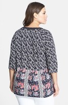 Thumbnail for your product : Lucky Brand Studded Floral Top (Plus Size)