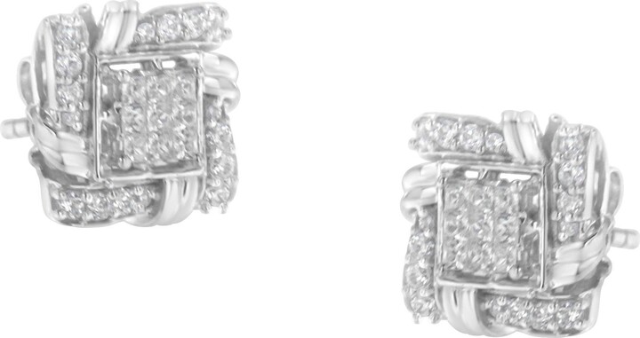 Haus of Brilliance Silver 1/2 Ct Round Diamond Stud Earrings
