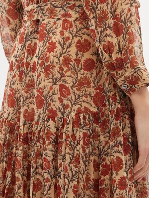 Mes Demoiselles Glaieul Floral-print Chiffon Shirt Dress - Red Multi