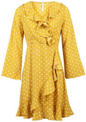 Dorothy Perkins Womens *Izabel London Yellow Polka Dot Wrap Dress