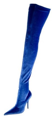 Velvet ankle boots Balenciaga Blue size 38 EU in Velvet  28610382