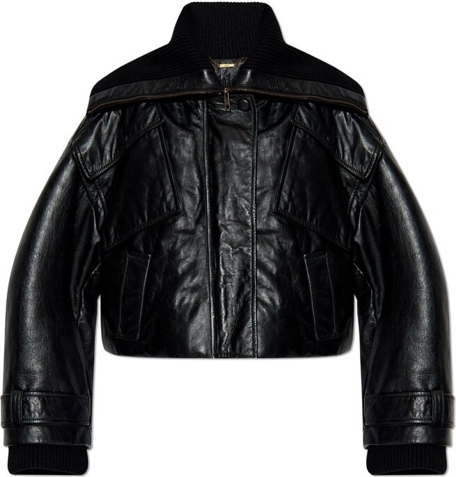 Chlo Leather bomber jacket ShopStyle