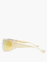 Thumbnail for your product : Moncler Mirrored-lens Logo-stripe Acetate Cycle Sunglasses - Yellow