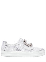 Thumbnail for your product : Roger Vivier 20mm Sneaky Viv Lace & Leather Sneakers
