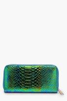 Thumbnail for your product : boohoo Holographic Faux Snake Mermaid Purse
