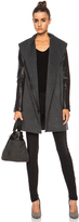Thumbnail for your product : Vince Leather Sleeve Shawl Collar Wool-Blend Jacket in Medium Dark Heather Grey