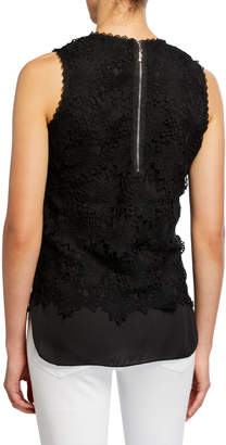 Neiman Marcus Sleeveless Lace Top with Crepe Lining